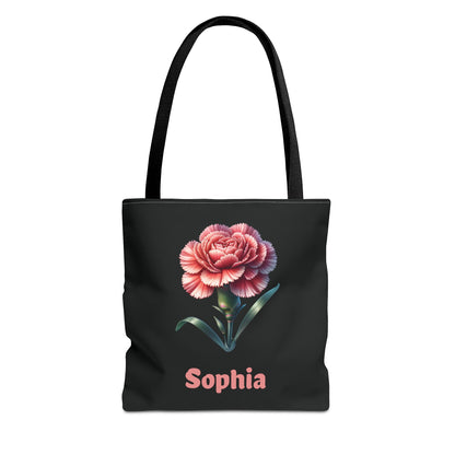 Personalized January Birthday Tote Bag - Carnation