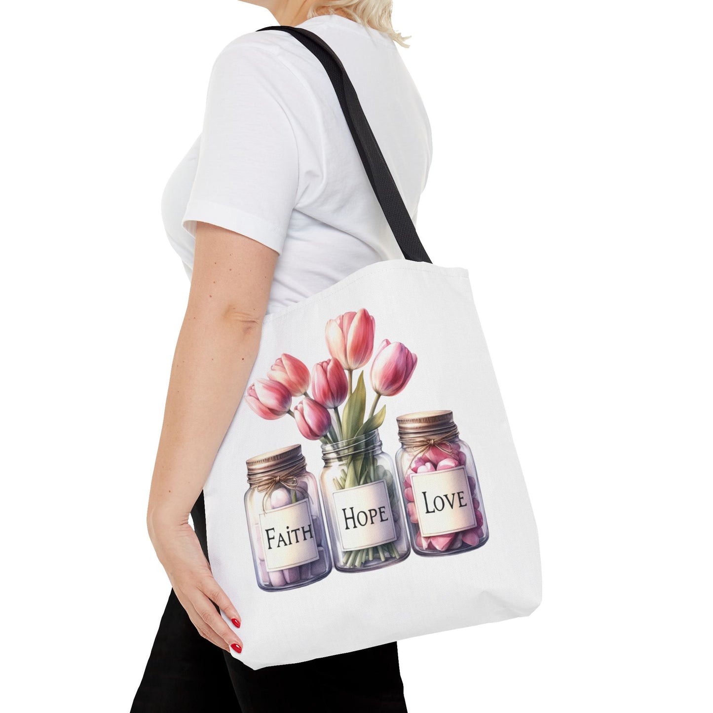 Faith Hope Love Tulip Tote Bag