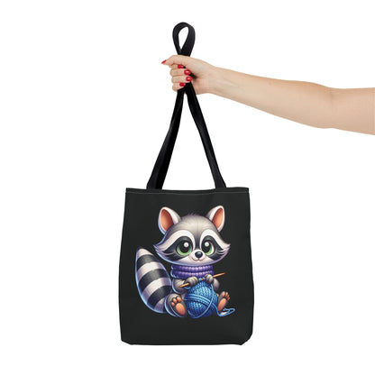 Knitting Raccoon Tote Bag