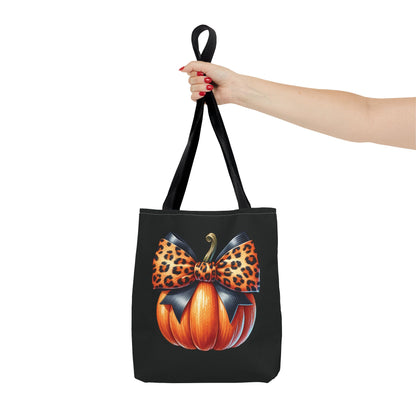 Leopard Bow Pumpkin Tote Bag