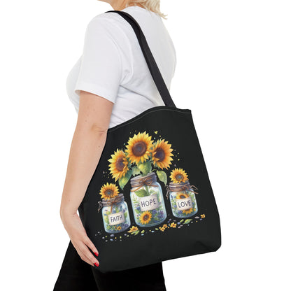 Faith Hope Love Sunflower Tote Bag