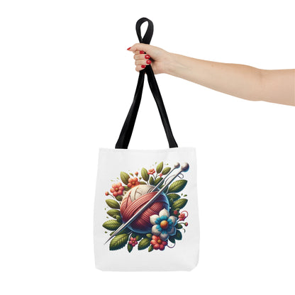 Floral Knitting Tote Bag