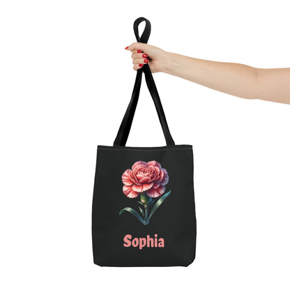 Personalized January Birthday Tote Bag - Carnation