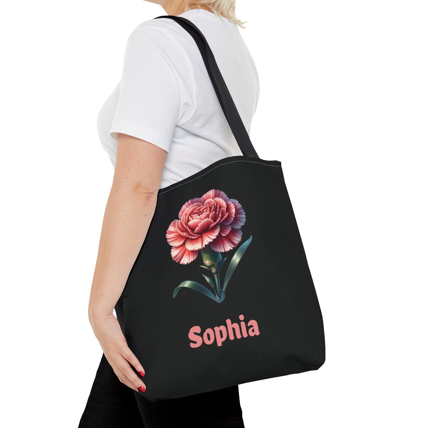 Personalized January Birthday Tote Bag - Carnation