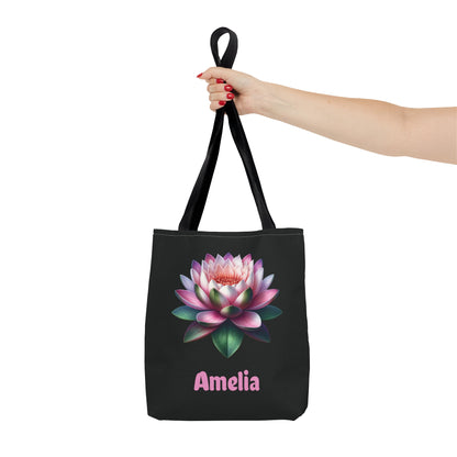 Personalized July Birthday Tote Bag - Water Lily