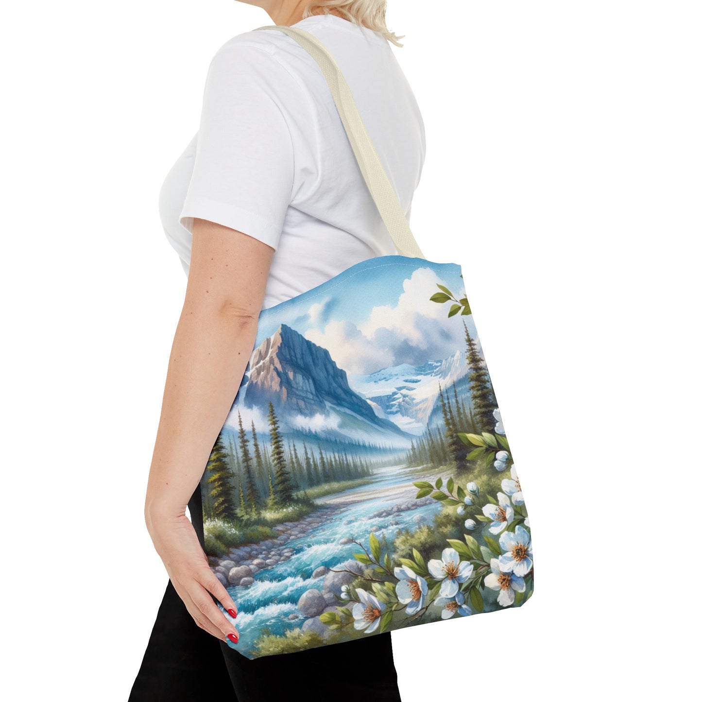 Floral Mountain Tote Bag