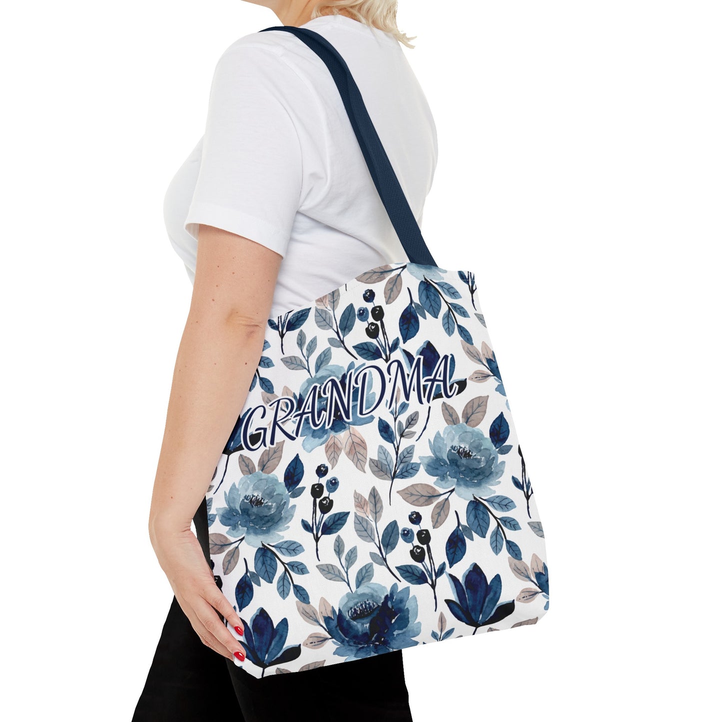 Grandma Blue Floral Tote Bag