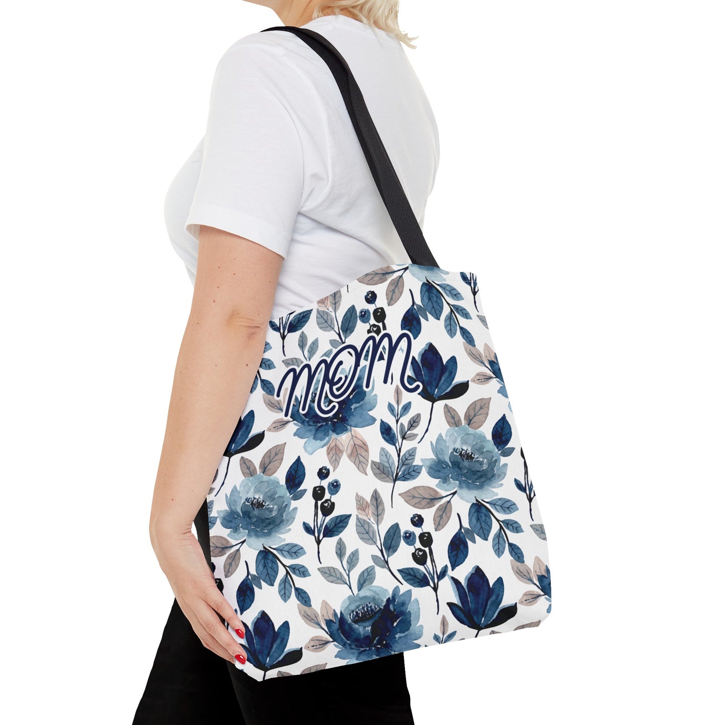 Mom Blue Floral Tote Bag