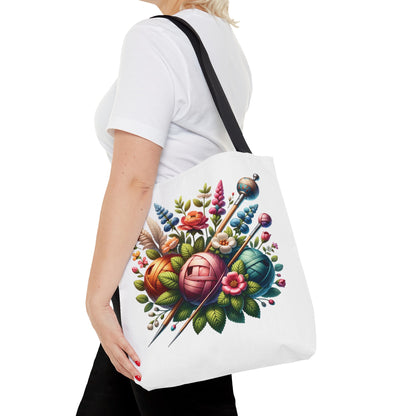 Floral Knitting Tote Bag