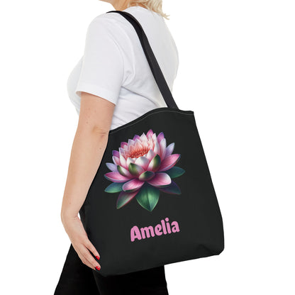 Personalized July Birthday Tote Bag - Water Lily