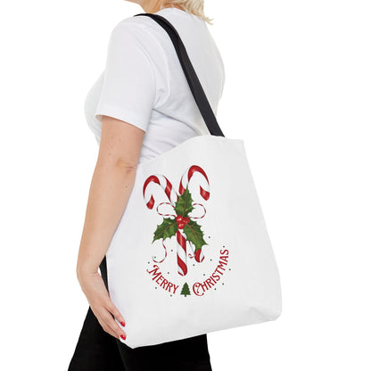 Candy Cane Merry Christmas Tote Bag