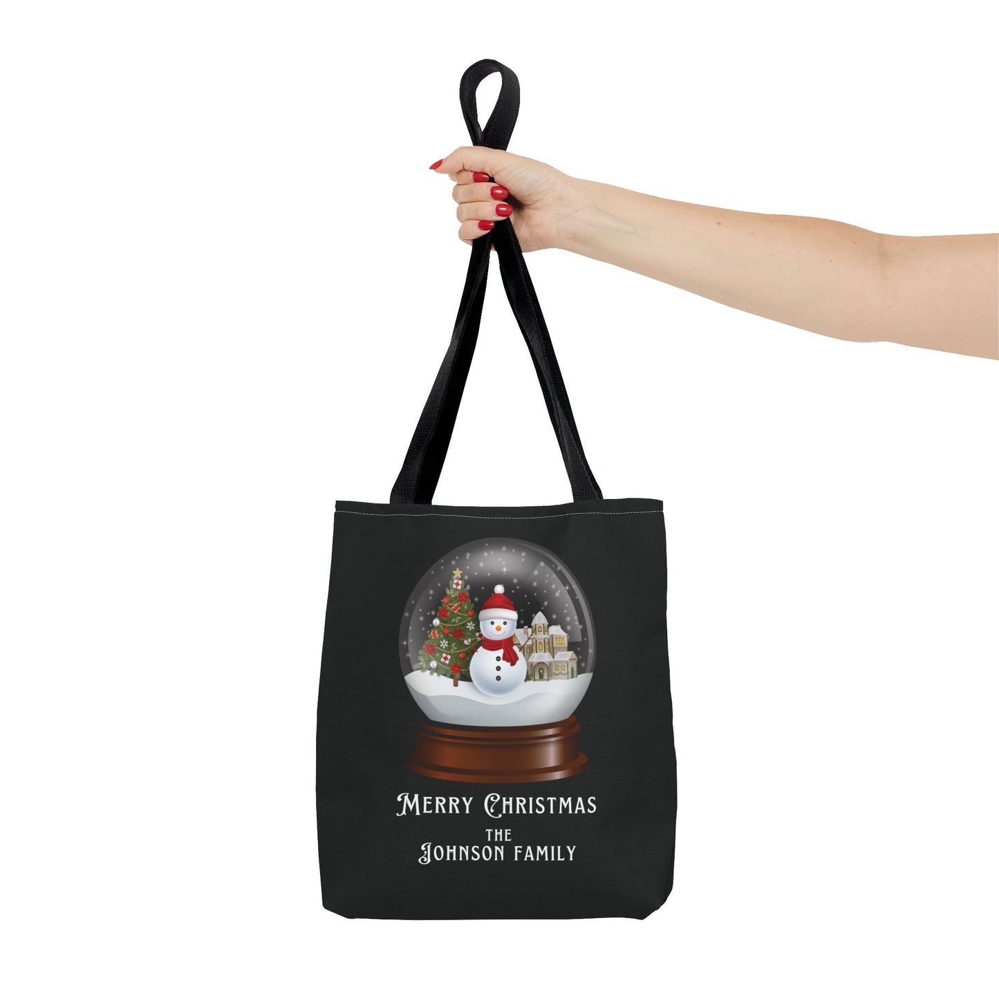 Personalized Family Christmas Snow Globe Tote Bag