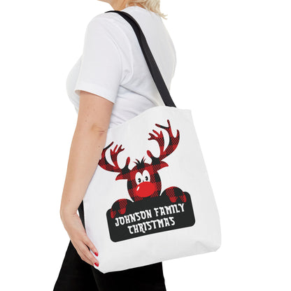 Personalized Family Christmas Reindeer Tote Bag