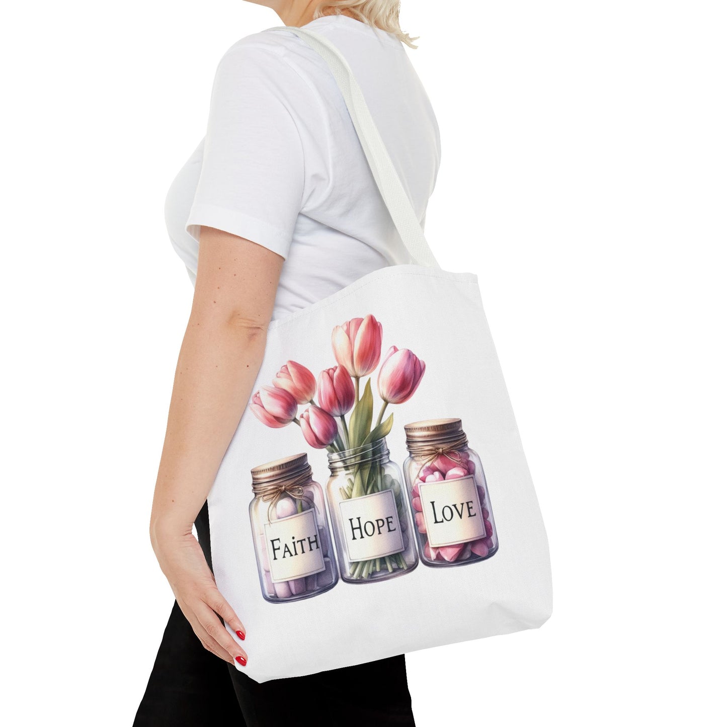 Faith Hope Love Tulip Tote Bag