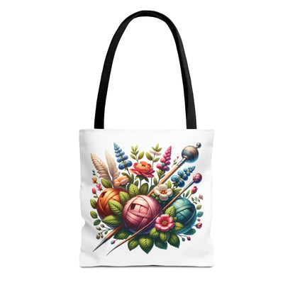 Floral Knitting Tote Bag