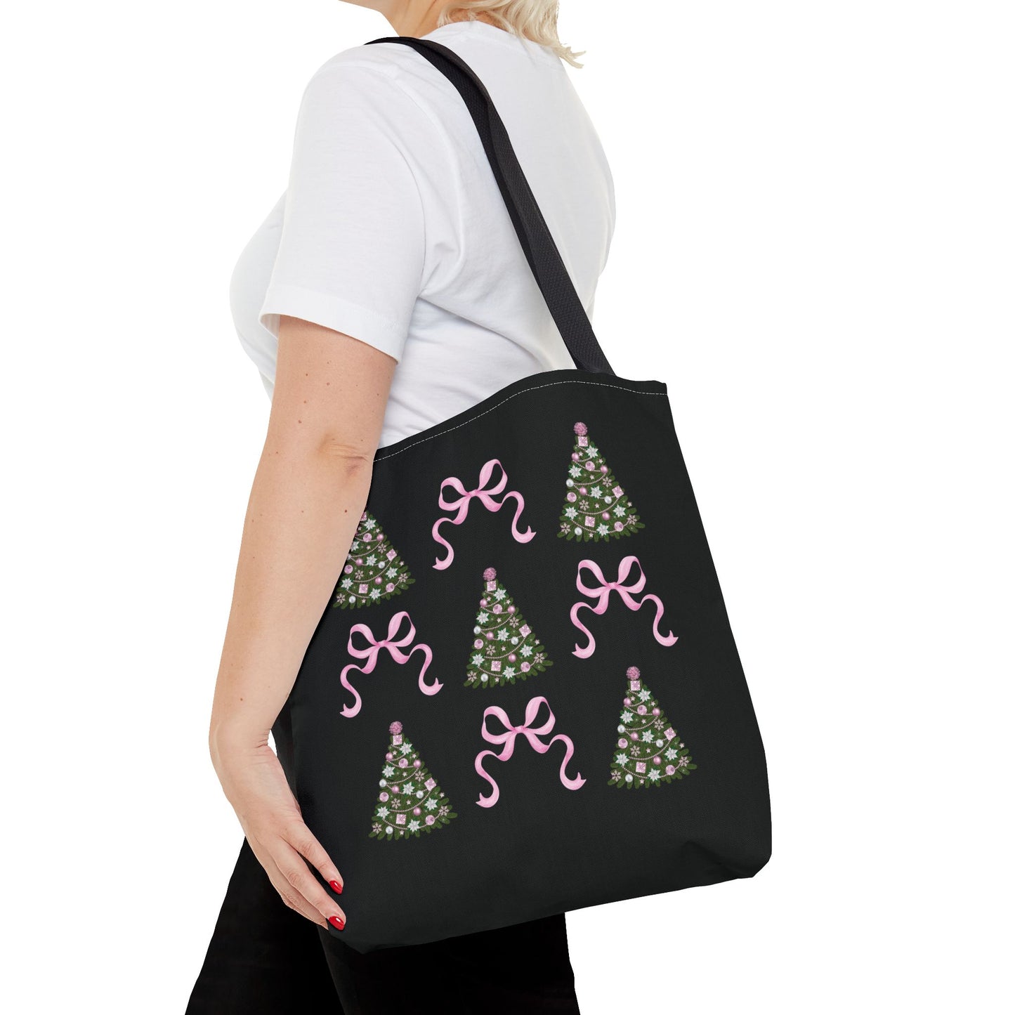 Pink Christmas Collage Tote Bag