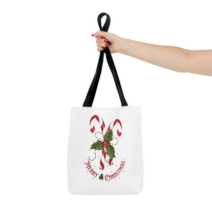 Candy Cane Merry Christmas Tote Bag