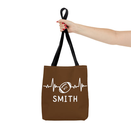 Personalized Football Tote Bag - Brown