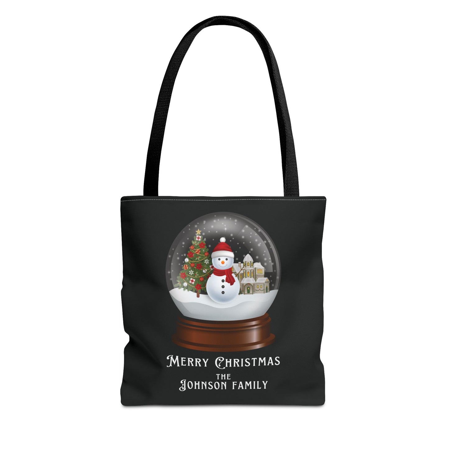 Personalized Family Christmas Snow Globe Tote Bag