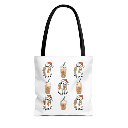 Santa Ghost Iced Coffee Collage Tote Bag