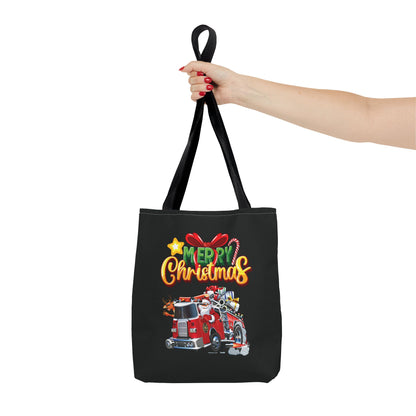 Christmas Fire Truck Tote Bag