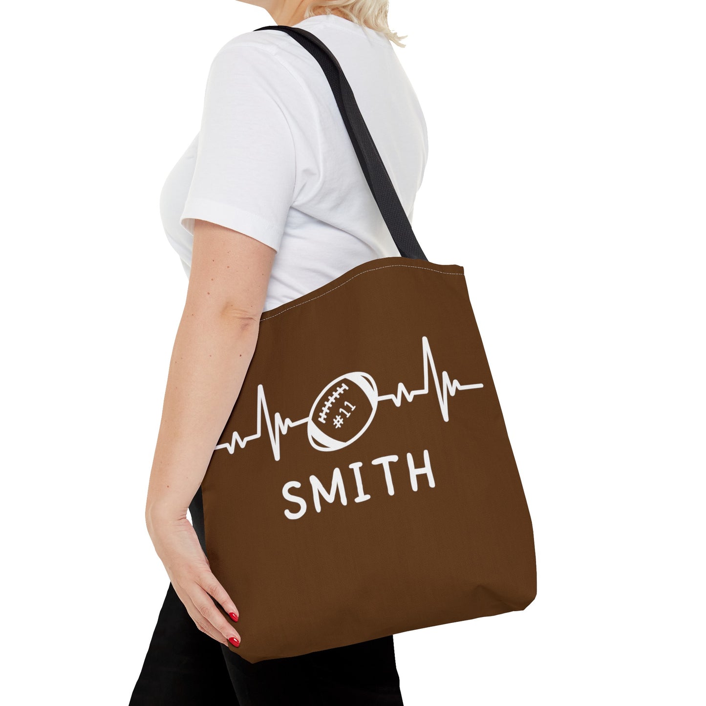 Personalized Football Tote Bag - Brown