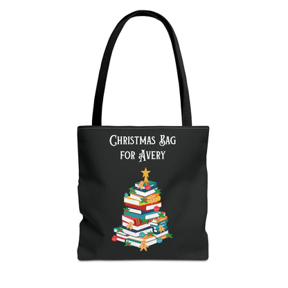 Personalized Christmas Book Tote Bag