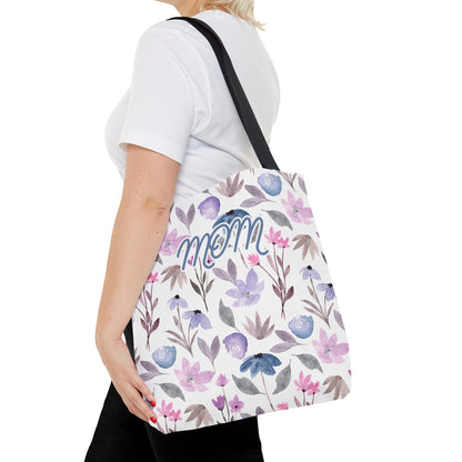 Mom Purple Floral Tote Bag