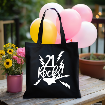 Personalized 21st Rocks Birthday Tote Bag