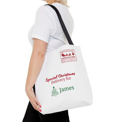 Personalized Christmas Delivery Santa Sleigh Tote Bag