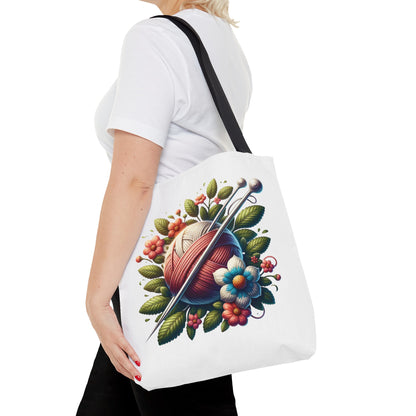 Floral Knitting Tote Bag