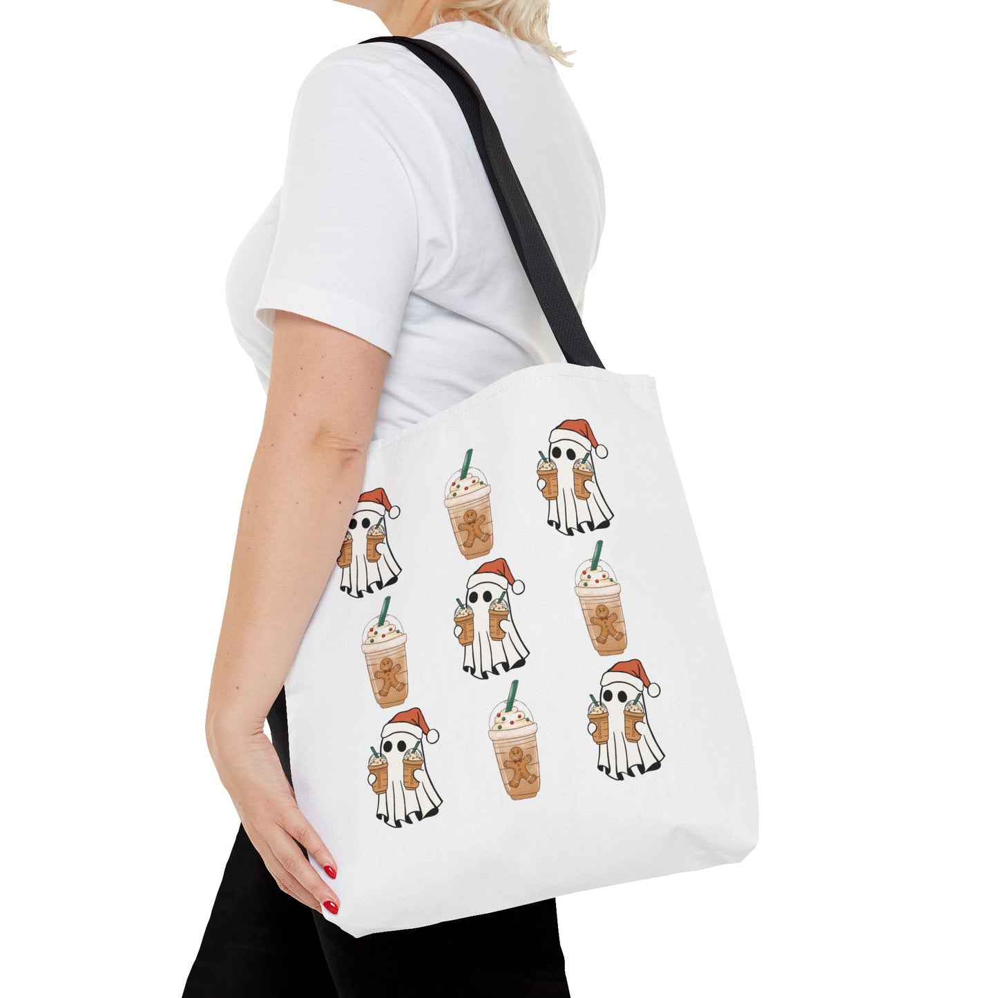 Santa Ghost Iced Coffee Collage Tote Bag