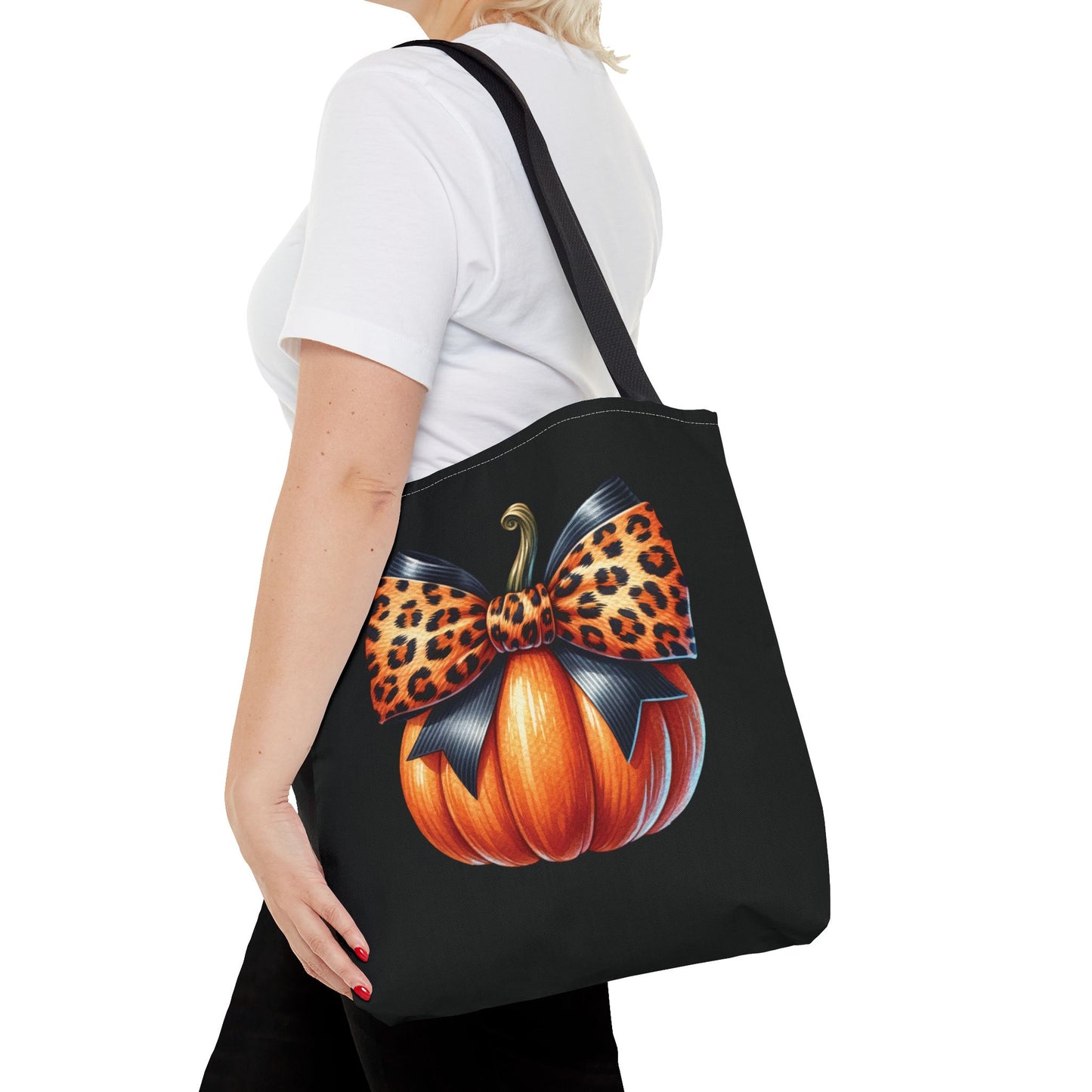 Leopard Bow Pumpkin Tote Bag