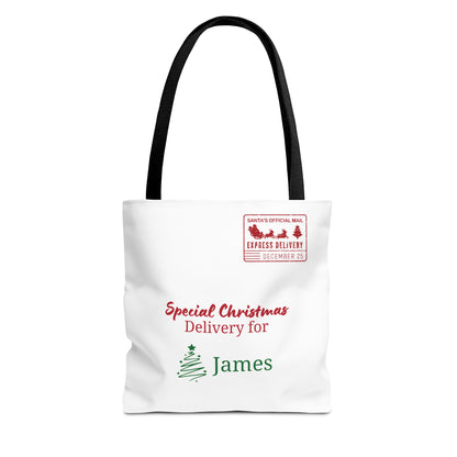 Personalized Christmas Delivery Santa Sleigh Tote Bag