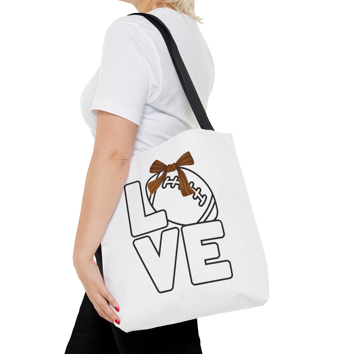 Ribbon Love Football Tote Bag