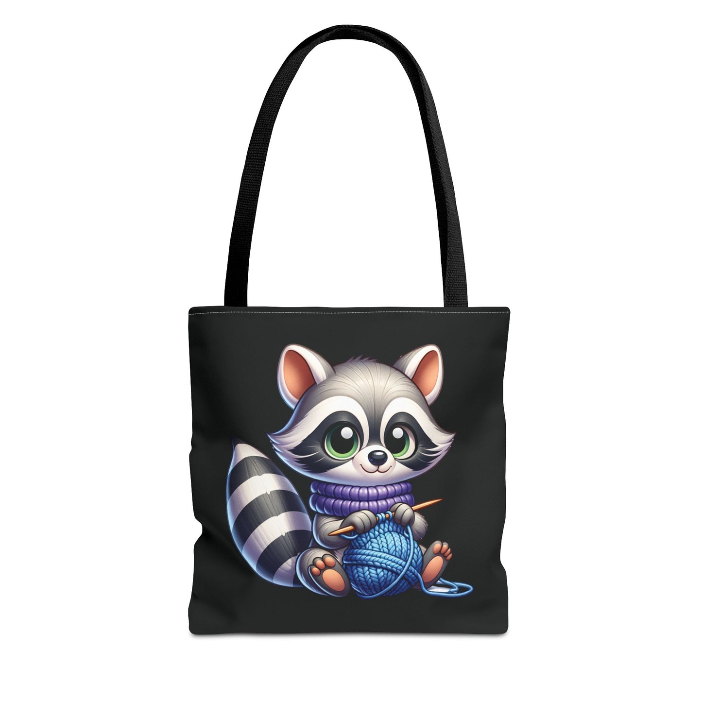 Knitting Raccoon Tote Bag