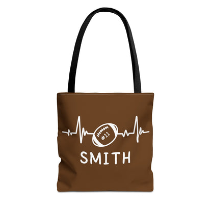 Personalized Football Tote Bag - Brown