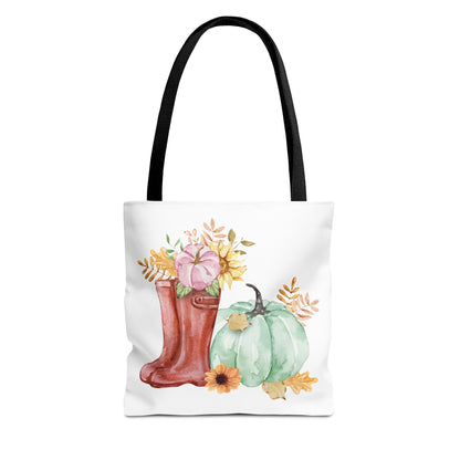 Fall Boots and Pumpkin Tote Bag