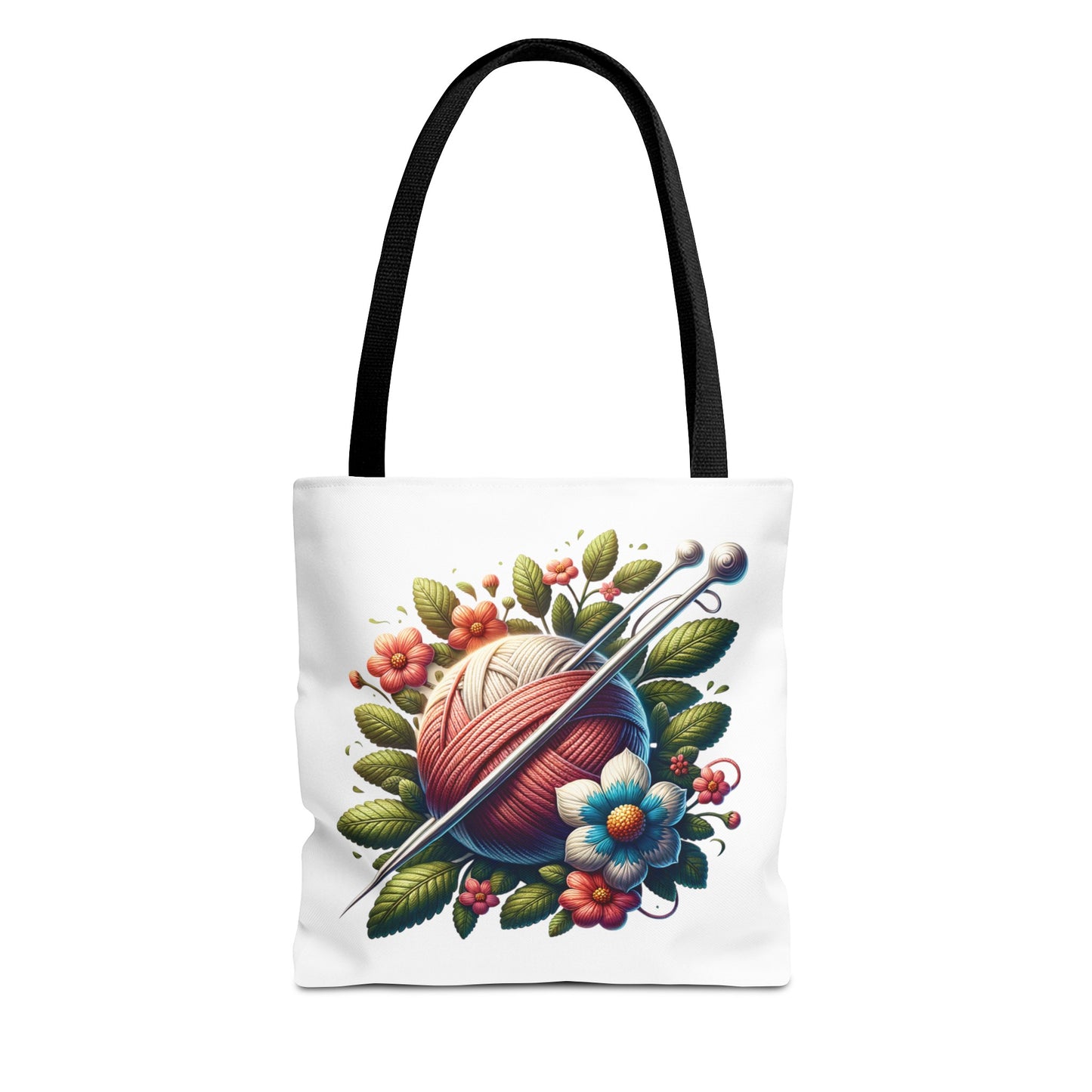 Floral Knitting Tote Bag