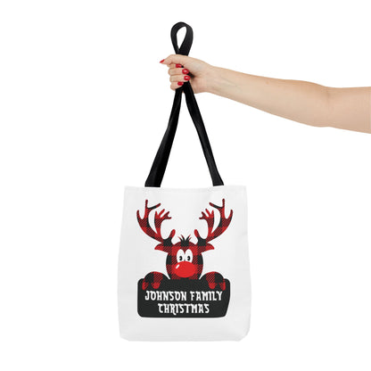 Personalized Family Christmas Reindeer Tote Bag