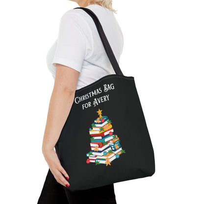 Personalized Christmas Book Tote Bag