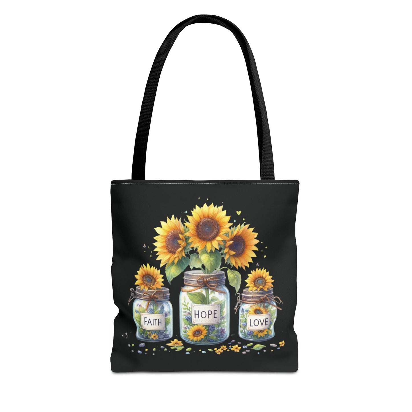 Faith Hope Love Sunflower Tote Bag