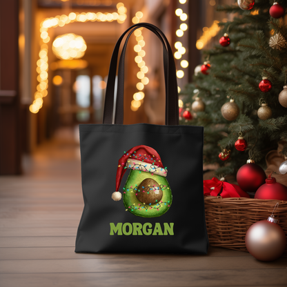 Personalized Christmas Avocado Tote Bag