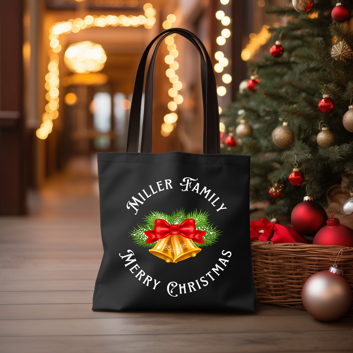 Personalized Christmas Bells Tote Bag