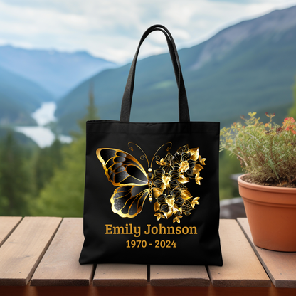 Personalized Memorial Butterfly Tote Bag