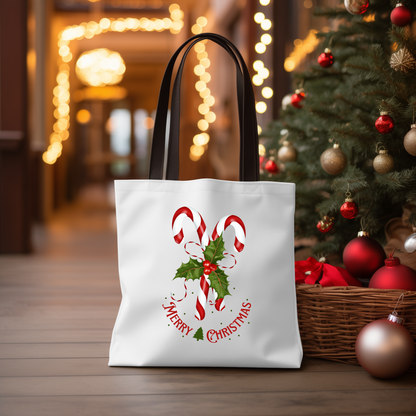 Candy Cane Merry Christmas Tote Bag