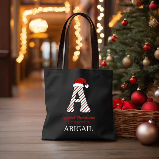 Personalized Name Christmas Tote Bag