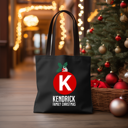 Personalized Christmas Bulb Tote Bag