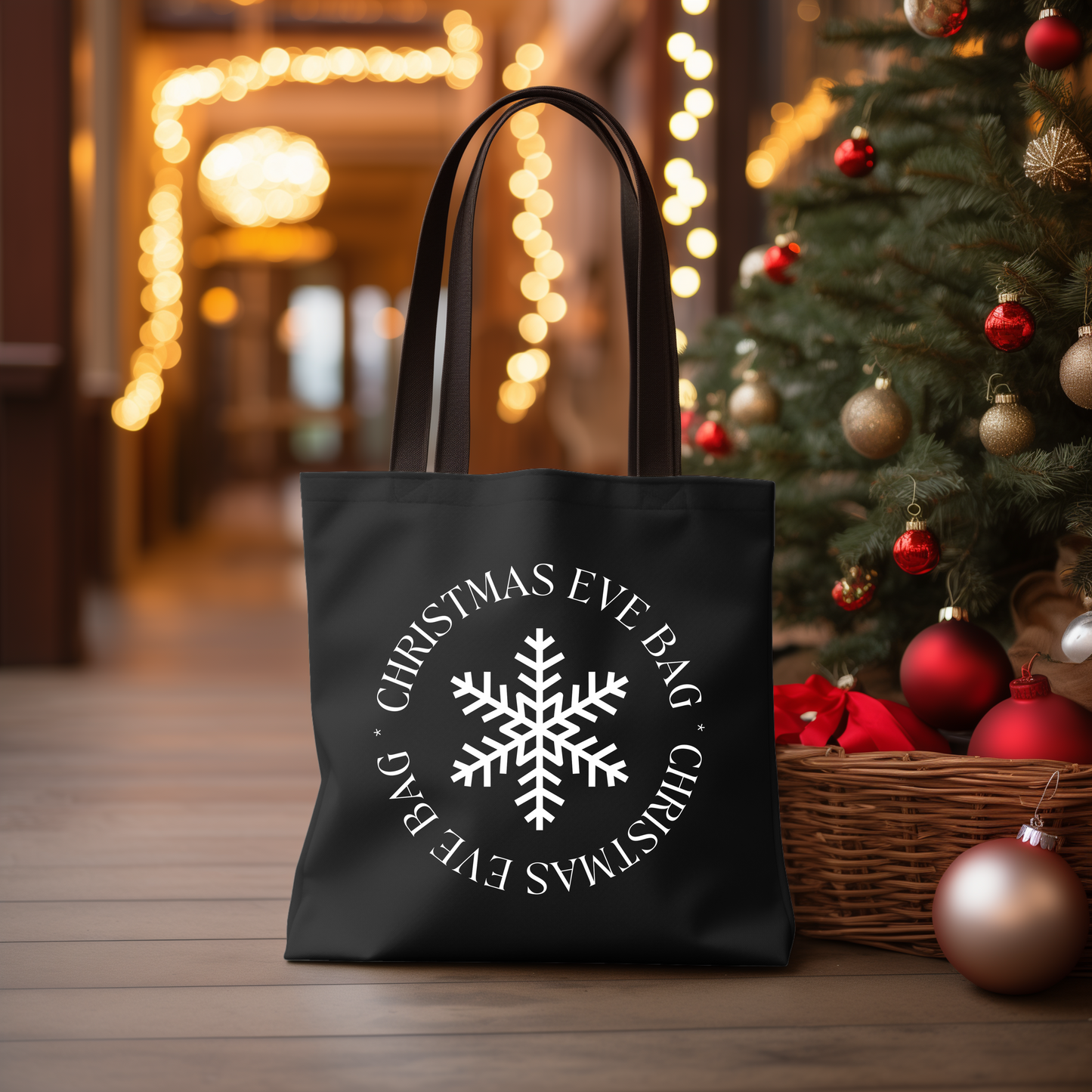 Christmas Eve Snowflake Tote Bag