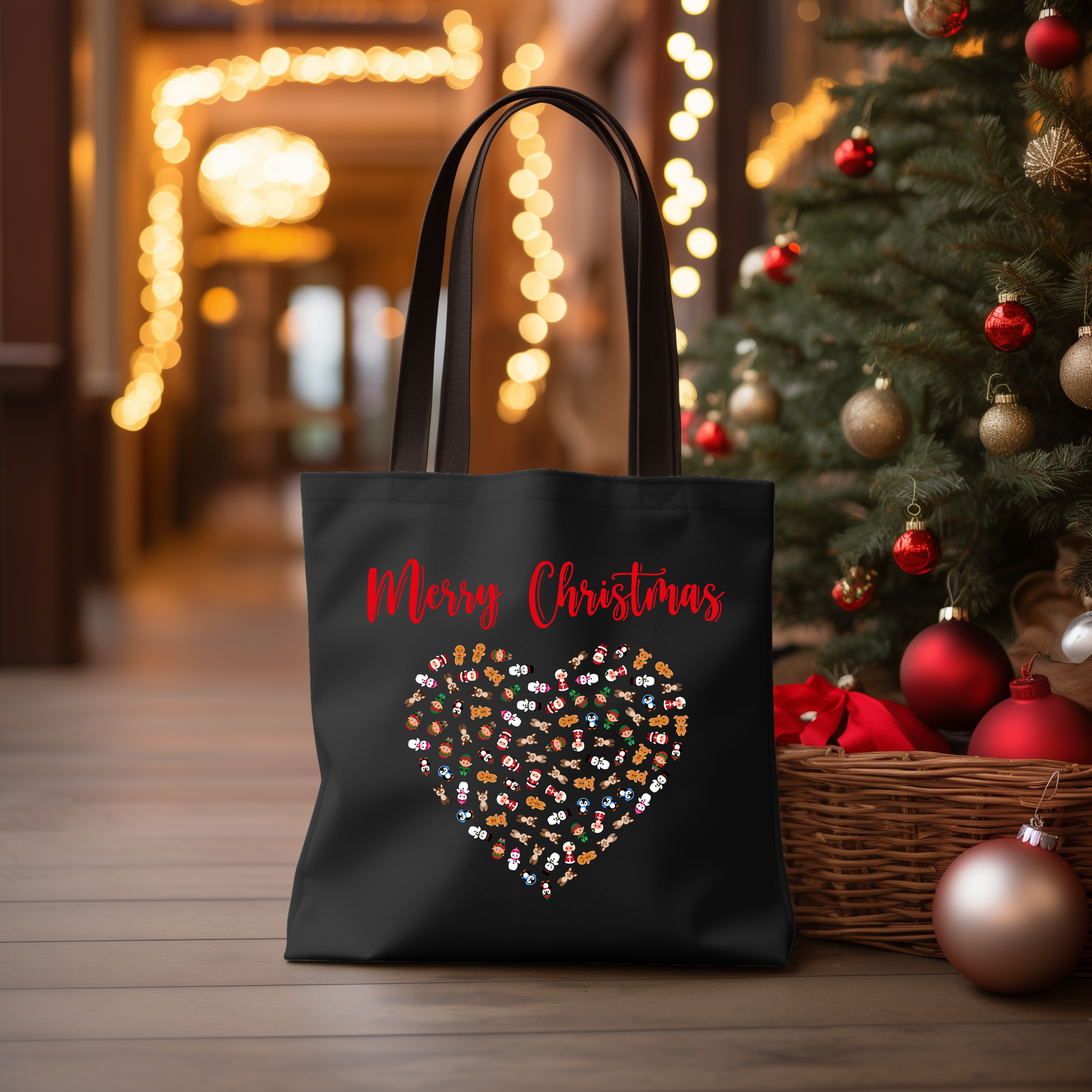 Merry Christmas Heart Tote Bag